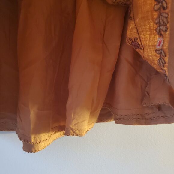 Anthropologie Meghan Embroidered Pocketed Wrap Mini Skirt US Size 10 Boho Indie - Picture 8 of 16